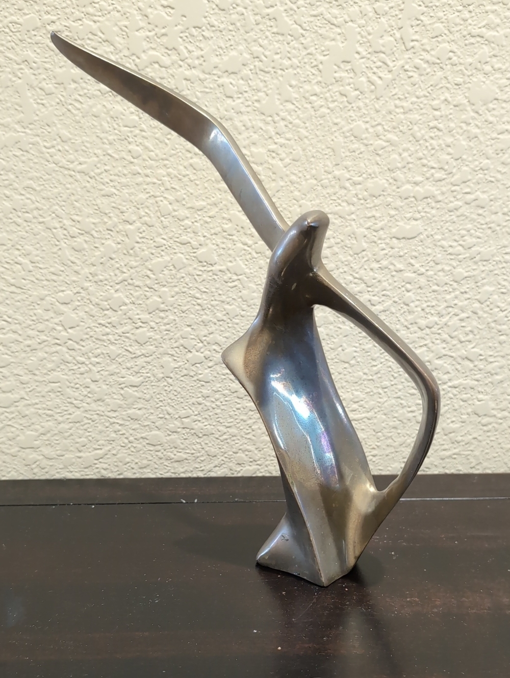 Vintage MCM Heavy Solid Brass Art Deco Flying Seagull Bird Sculpture Figure